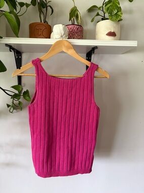 Gloria Vanderbilt Ribbed Knit Tank Top - Fuchsia